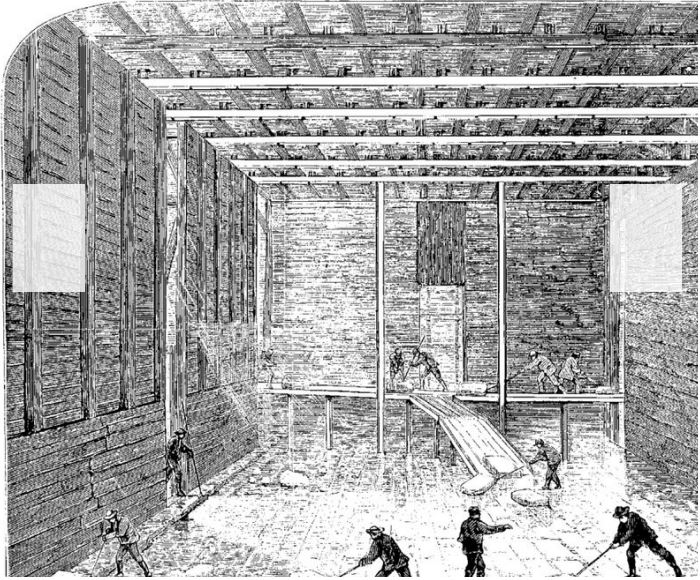 #11 Inside of ice warehouse 1871 - Ice trade
